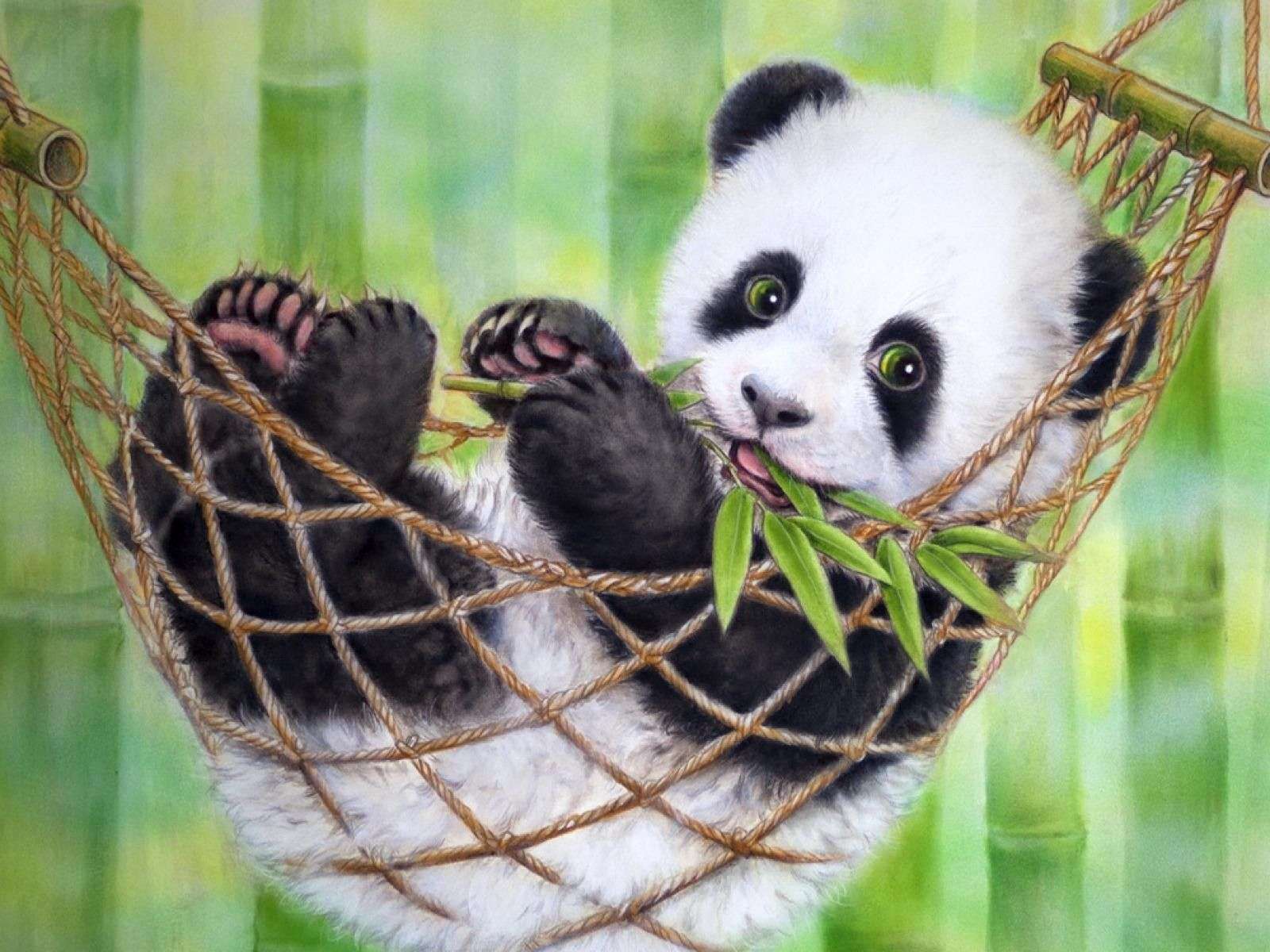 Sweet panda puzzle online from photo