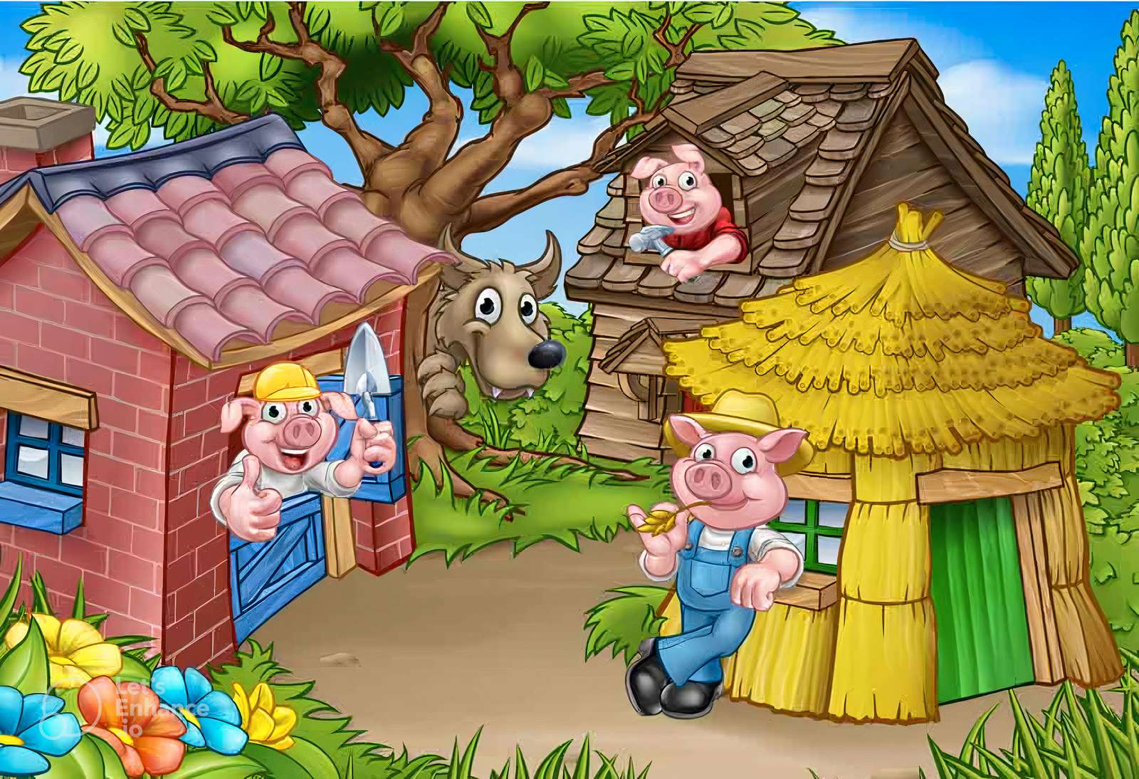 The three pigs puzzle online from photo
