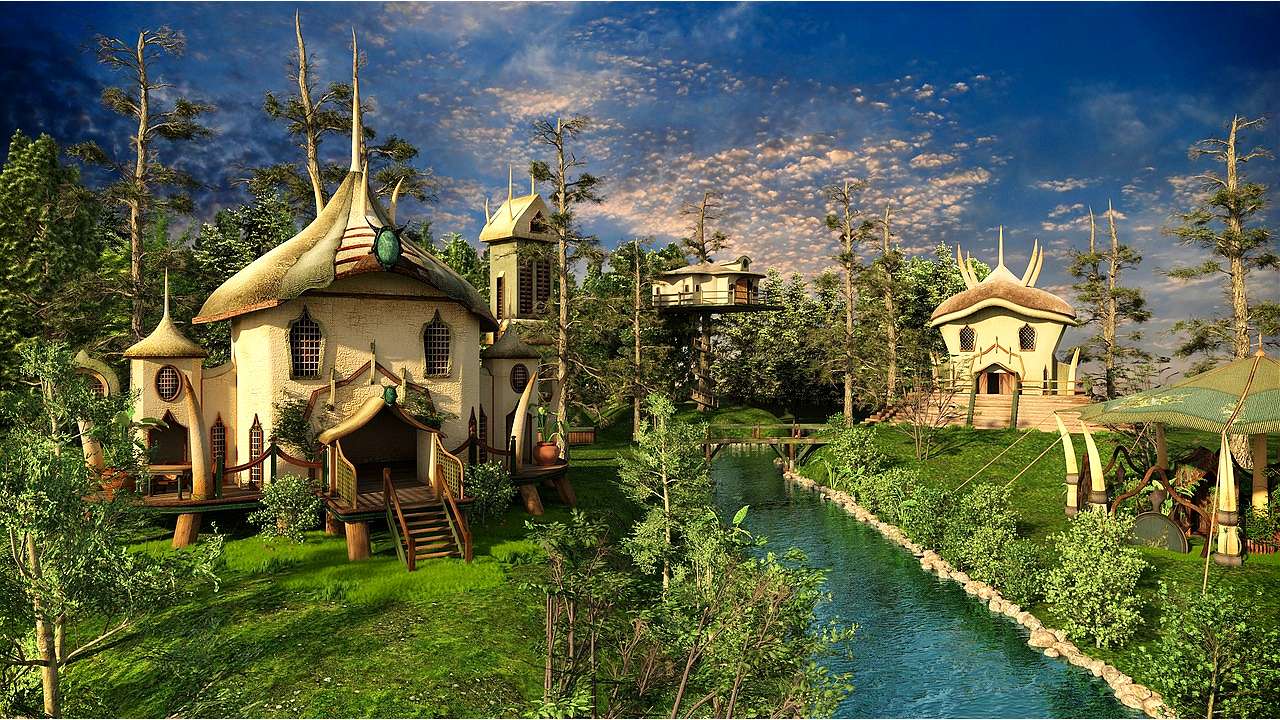 Village in fantasies puzzle online from photo