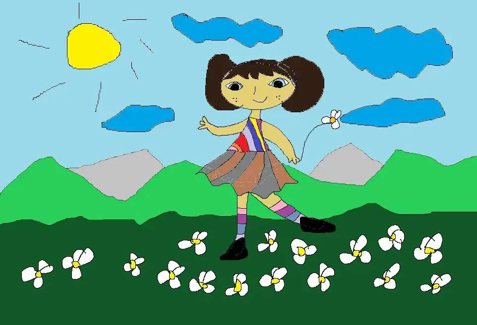 Момиче с цветя онлайн пъзел от снимка