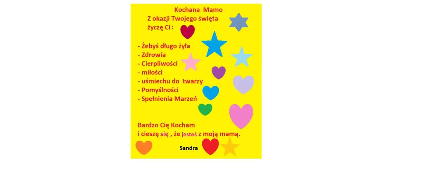 Biglietto Laurka per la festa della mamma puzzle online da foto
