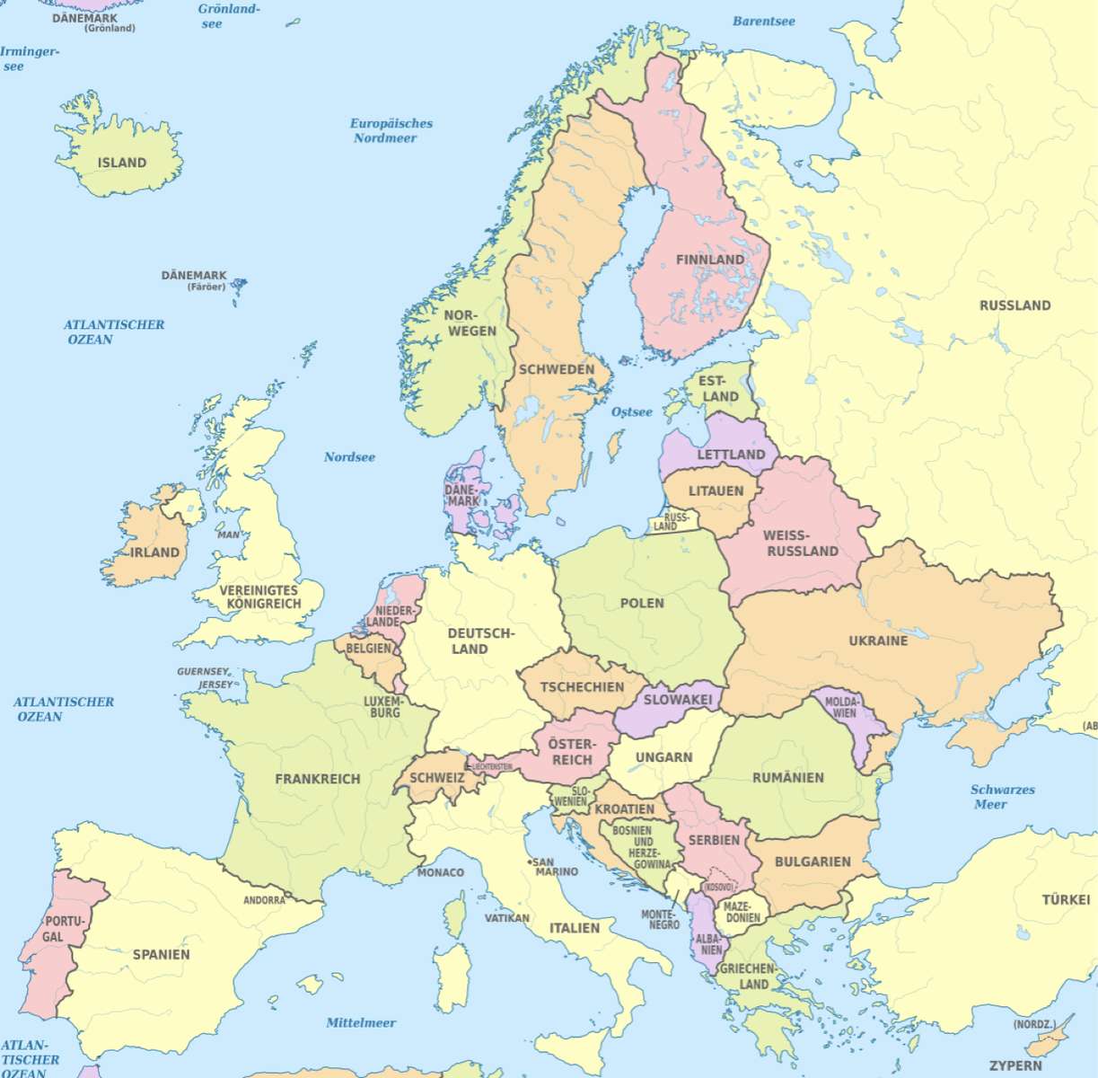 Découvrez l'Europe puzzle en ligne