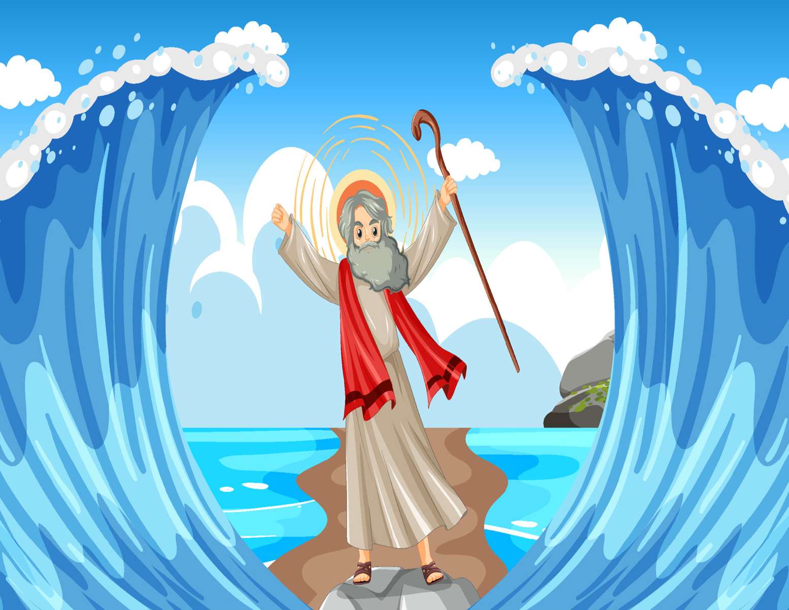 moses diveded the sea online puzzle