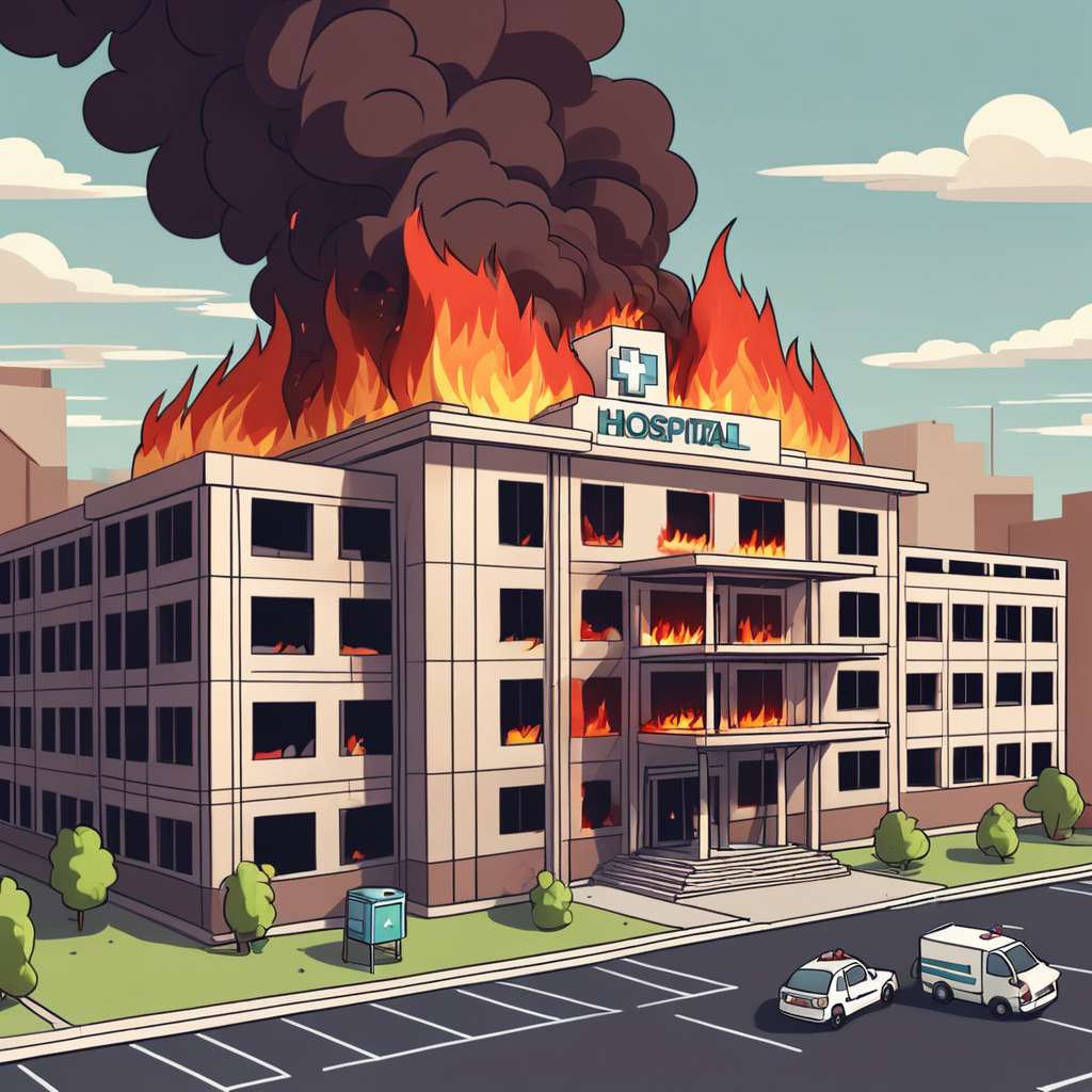 L'ospedale viene dato alle fiamme puzzle online da foto