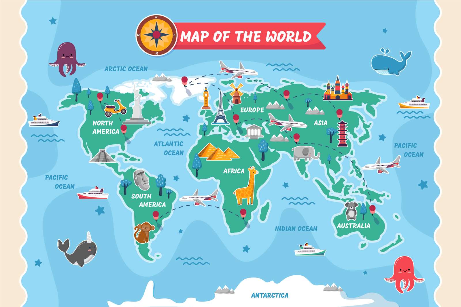 mappa del mondo puzzle online