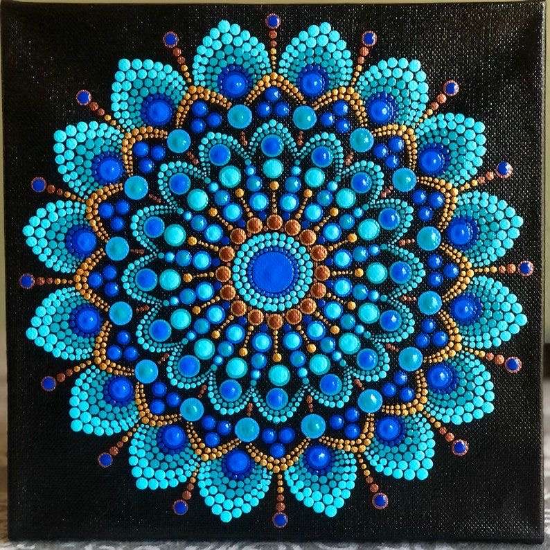 Blauwe Mandala online puzzel