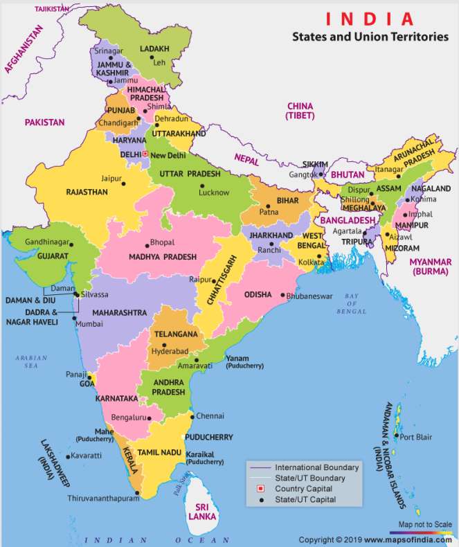 インドの政治地図 オンラインパズル