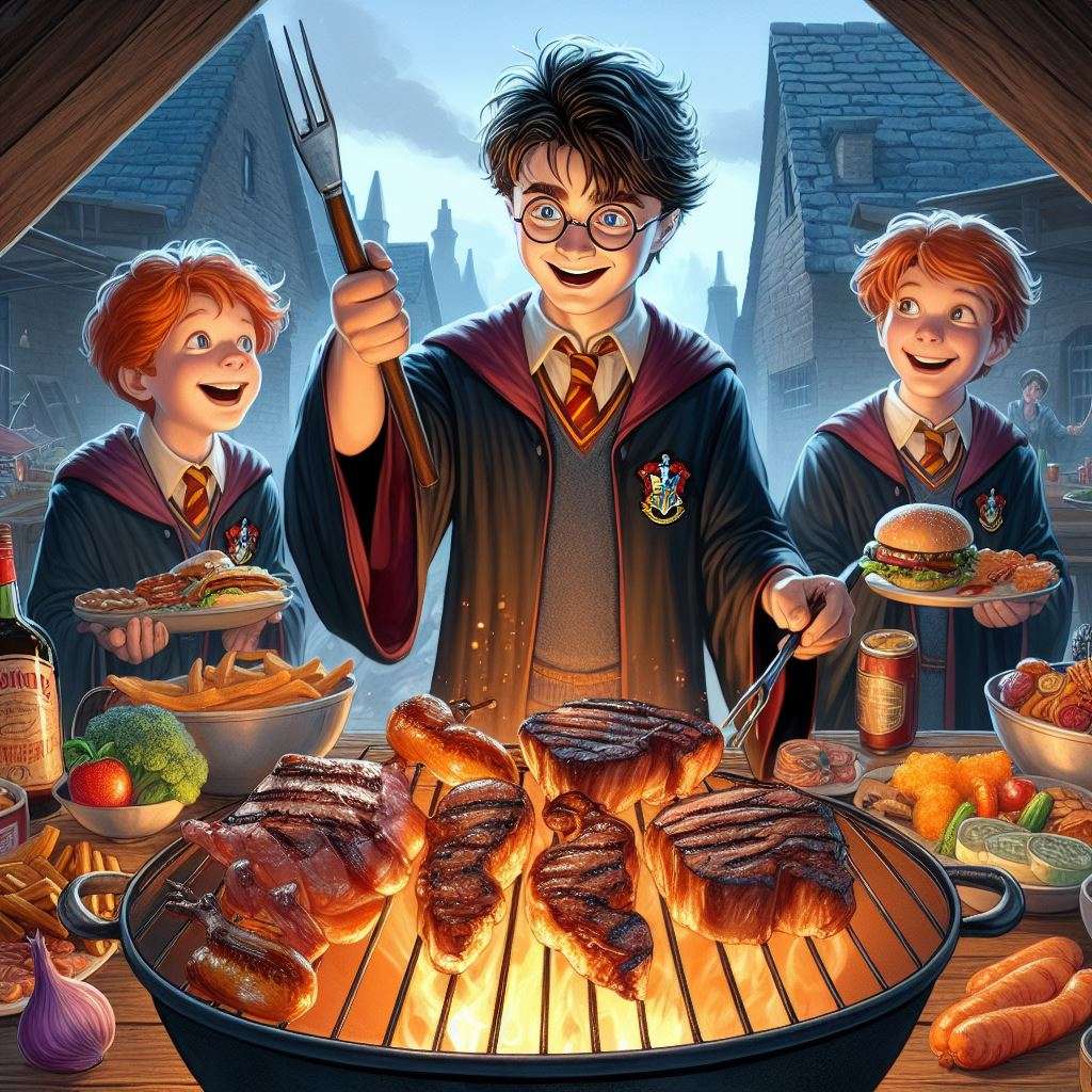 Harry Potter fa il grilování puzzle online z fotografie