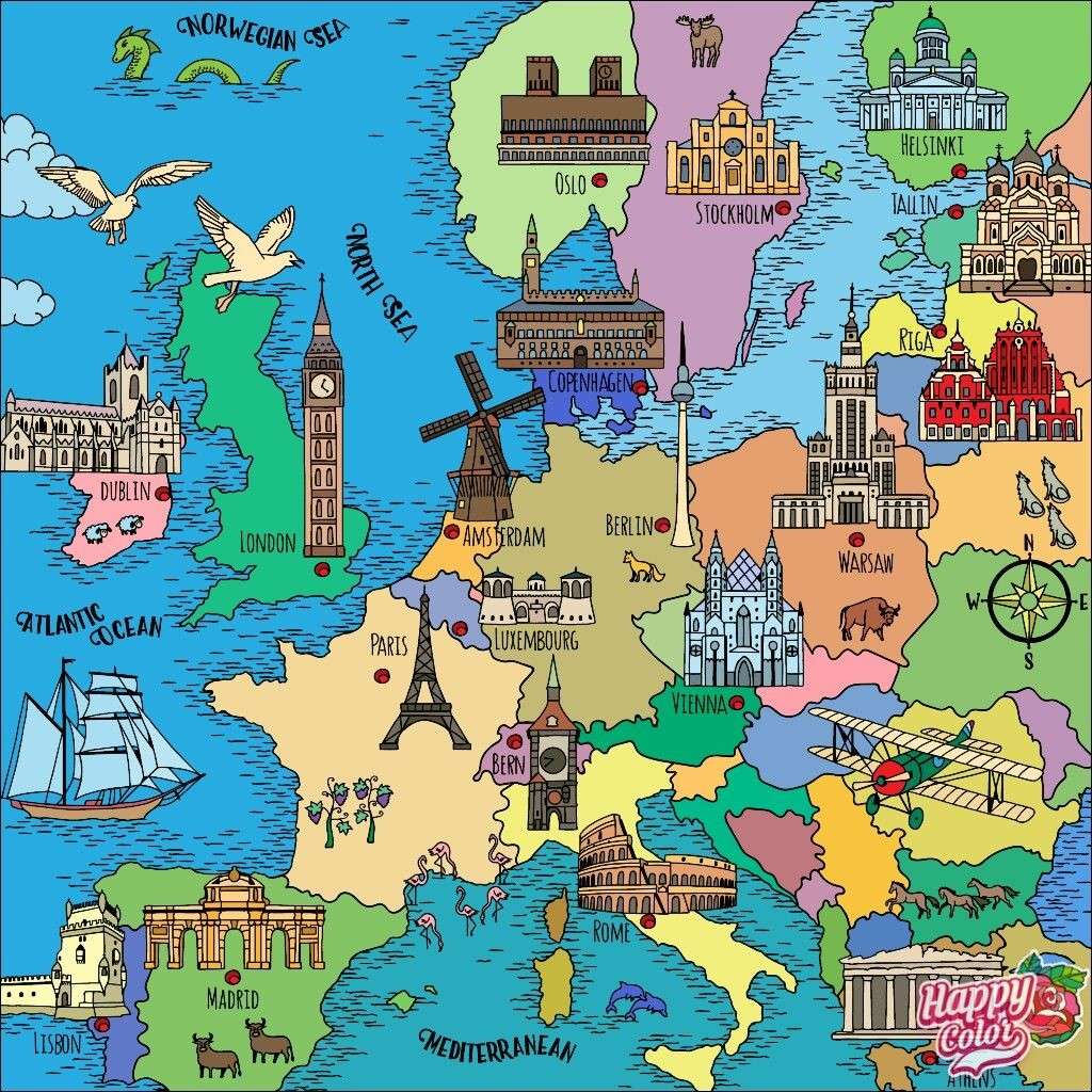 Harta Europei Online-Puzzle