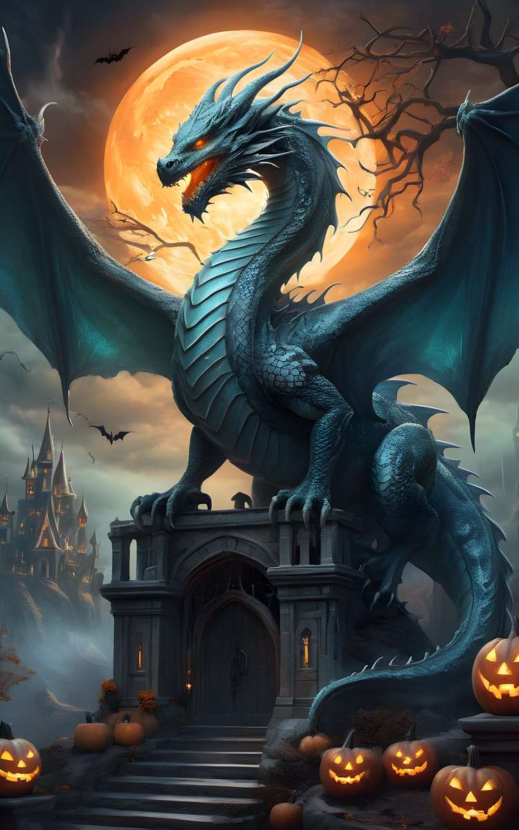 Halloween, strašidelný drak online puzzle