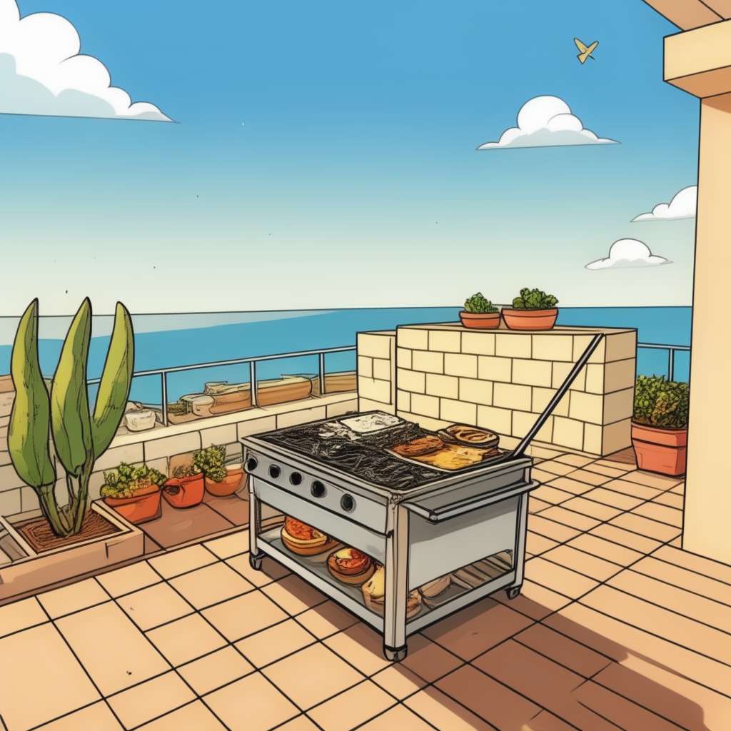 Barbecue op dak puzzel online van foto