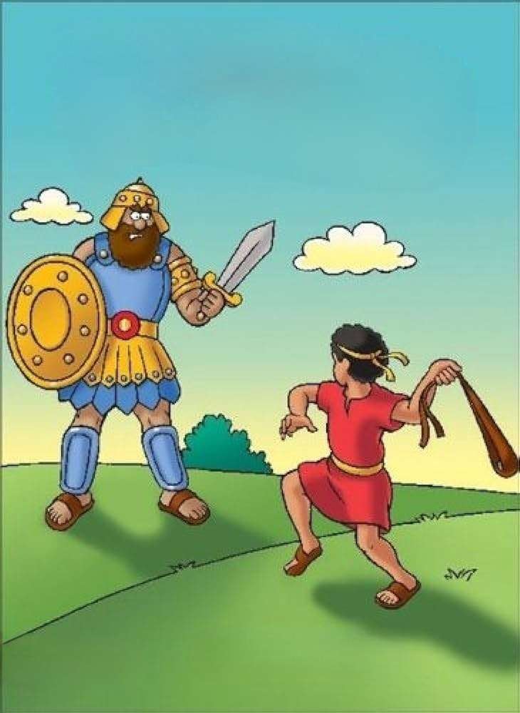 David și Goliat puzzle online din fotografie