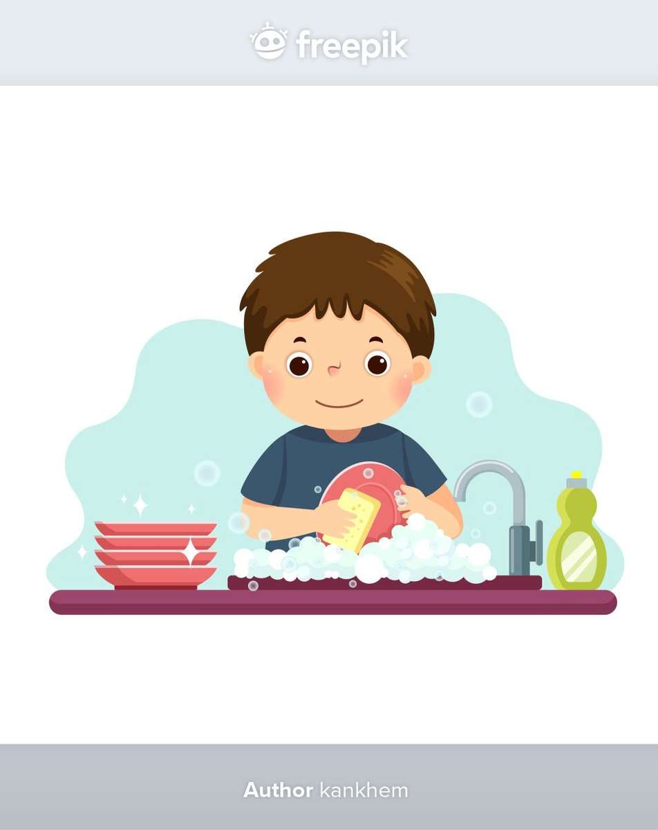 Hygiene of dishes and clothes puzzle online from photo