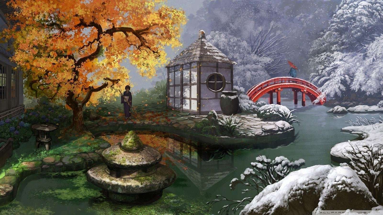 Градина в Япония онлайн пъзел от снимка