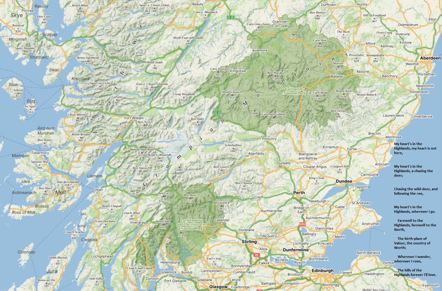 Kaart van de Schotse Hooglanden online puzzel