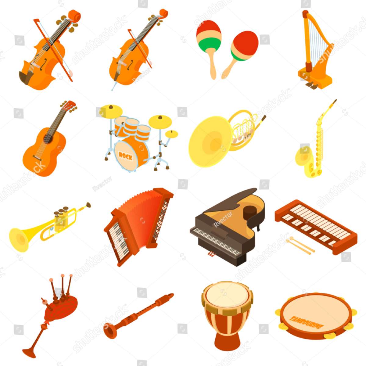 Music instruments puzzle online from photo