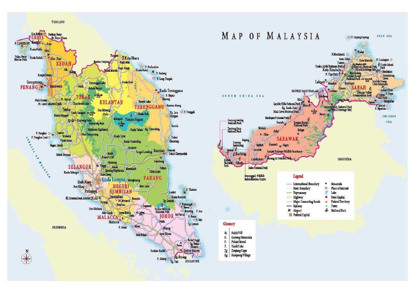 Peta Malajsie puzzle online z fotografie
