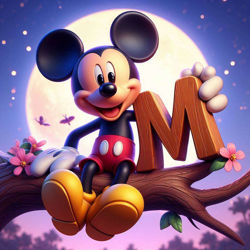 Mickey Mouse y la letra M puzzle online a partir de foto