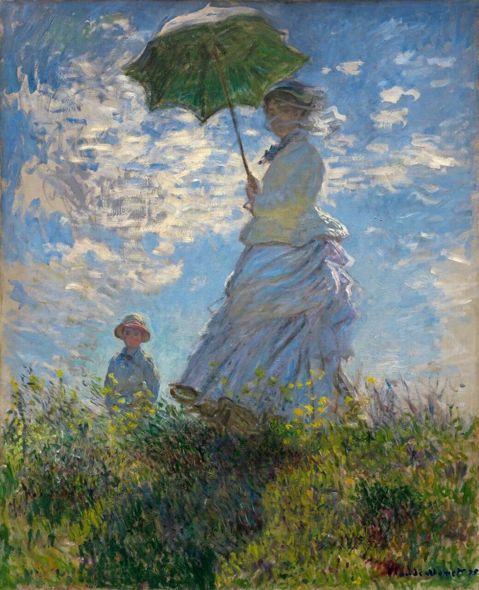Dam med ett paraply, Claude Monet Pussel online