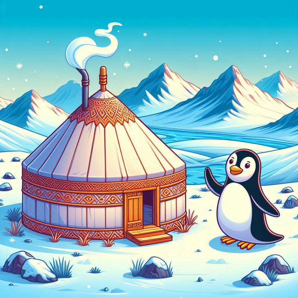 Юрта і пінгвін скласти пазл онлайн з фото