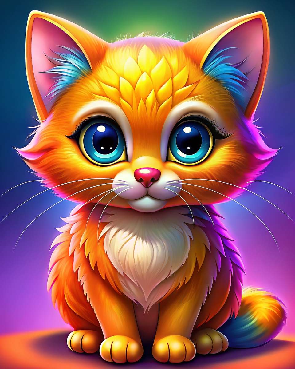 gato bem colorido online puzzle