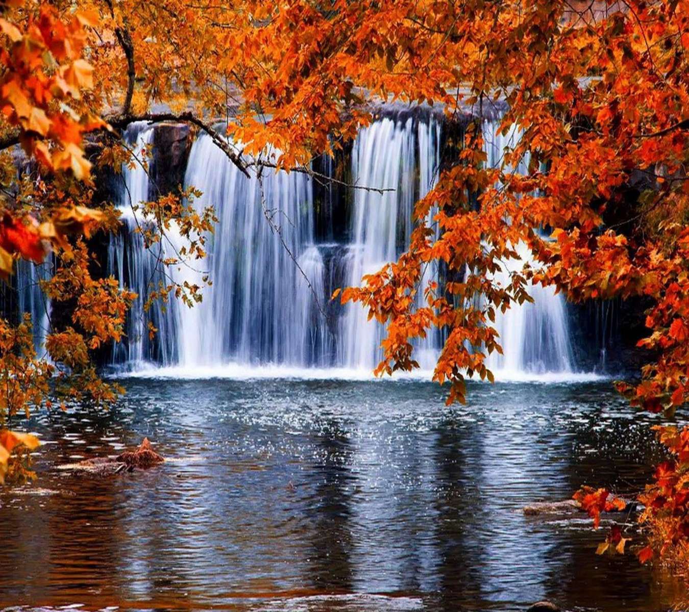 Cachoeira e árvores puzzle online a partir de fotografia