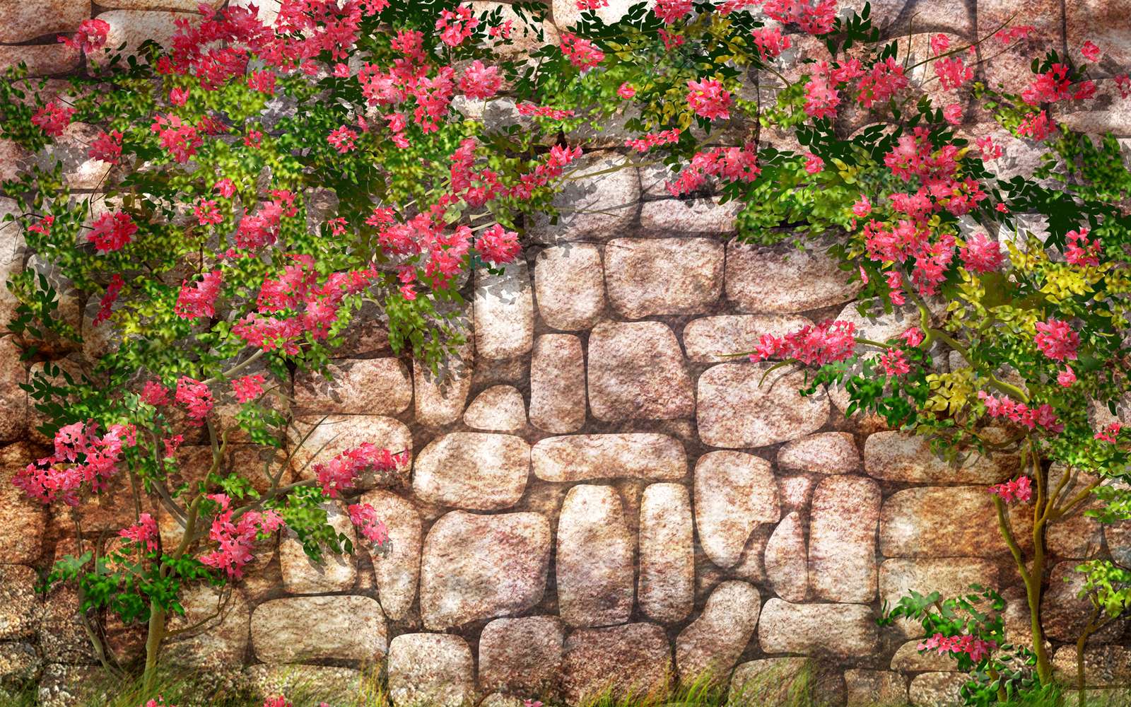 Художественная каменная стена пазл онлайн из фото