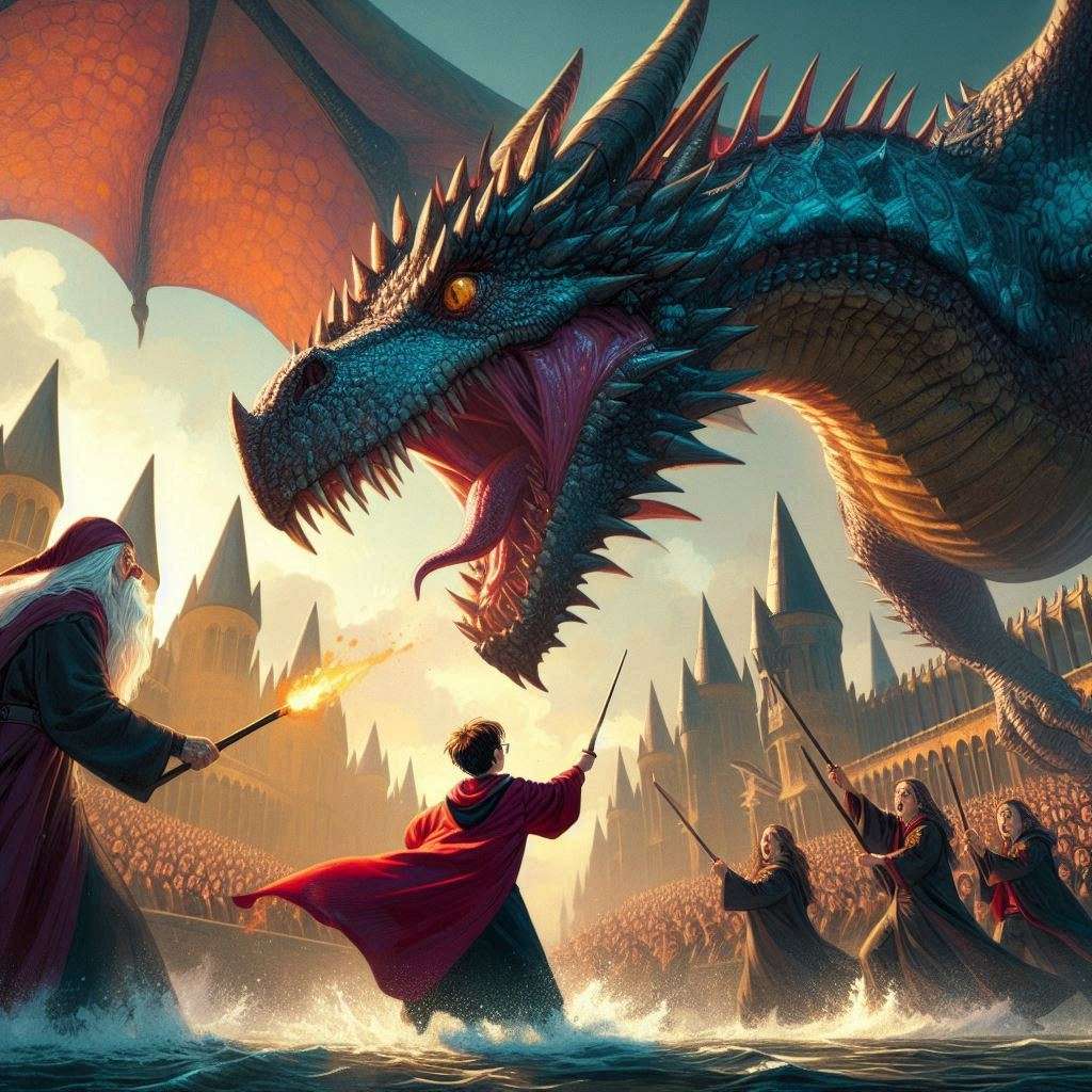 Гаррі Поттер і його дракон скласти пазл онлайн з фото