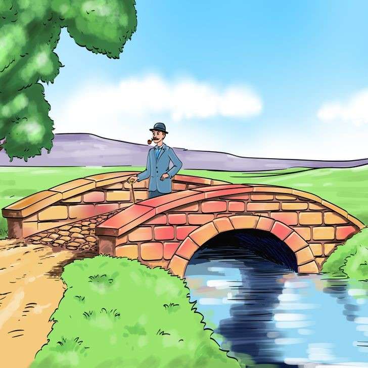 Muž na mostě online puzzle