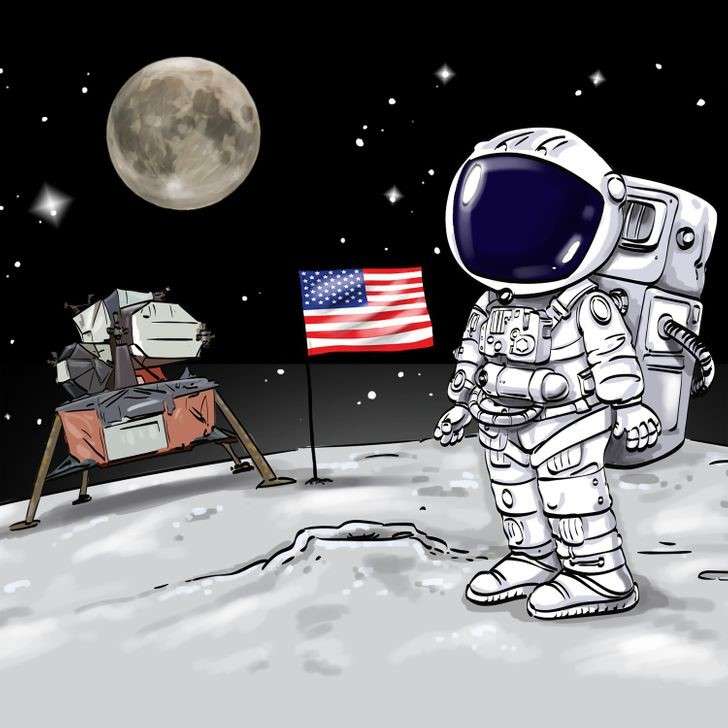 Человек на Луне пазл онлайн из фото
