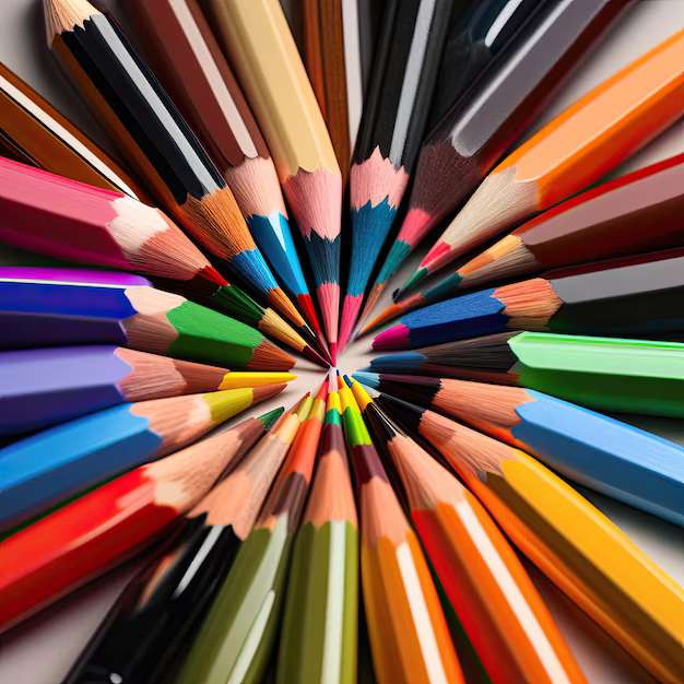 Färgpennor för konst pussel online från foto
