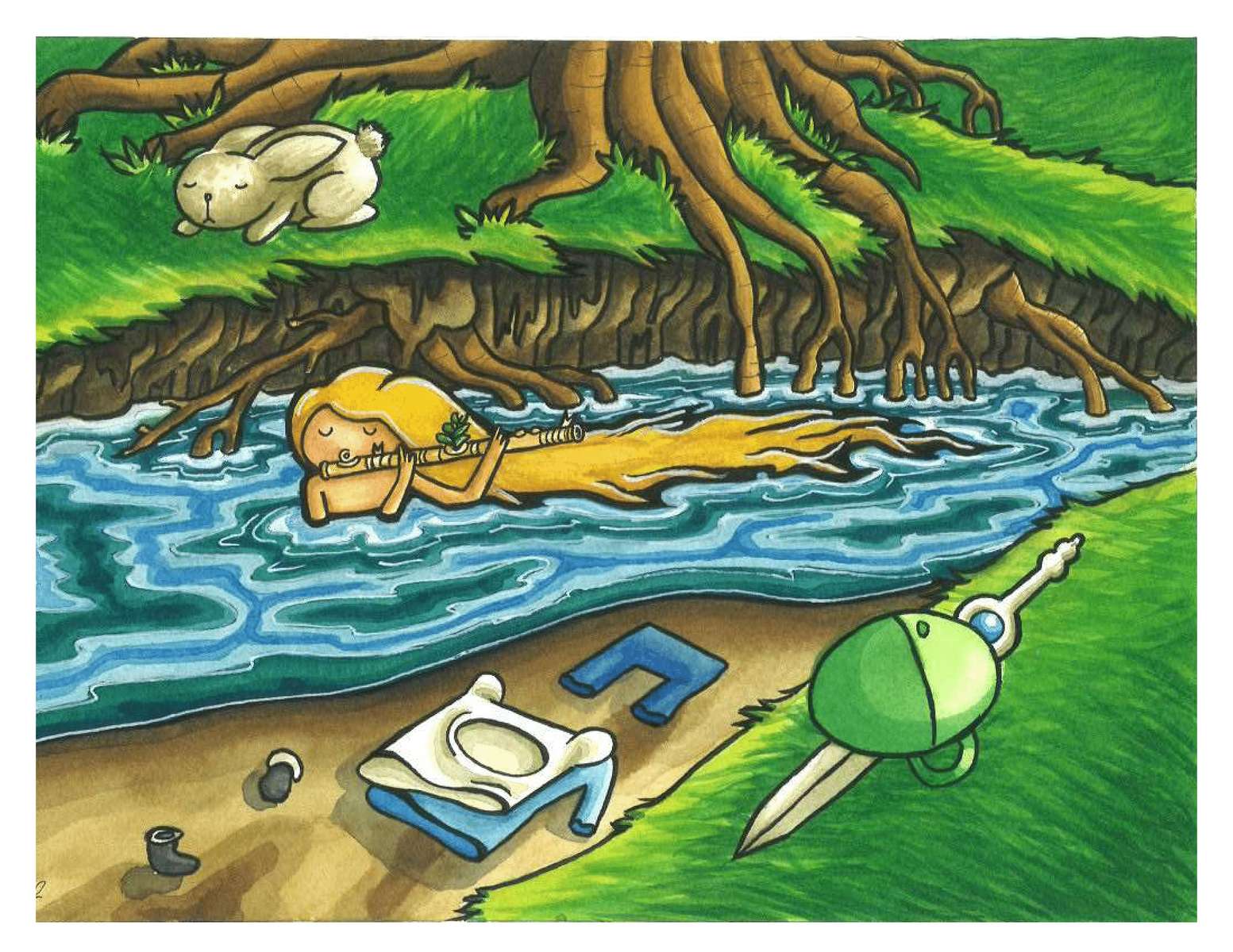 Finn im Fluss - Puzzle 99 Teile Online-Puzzle