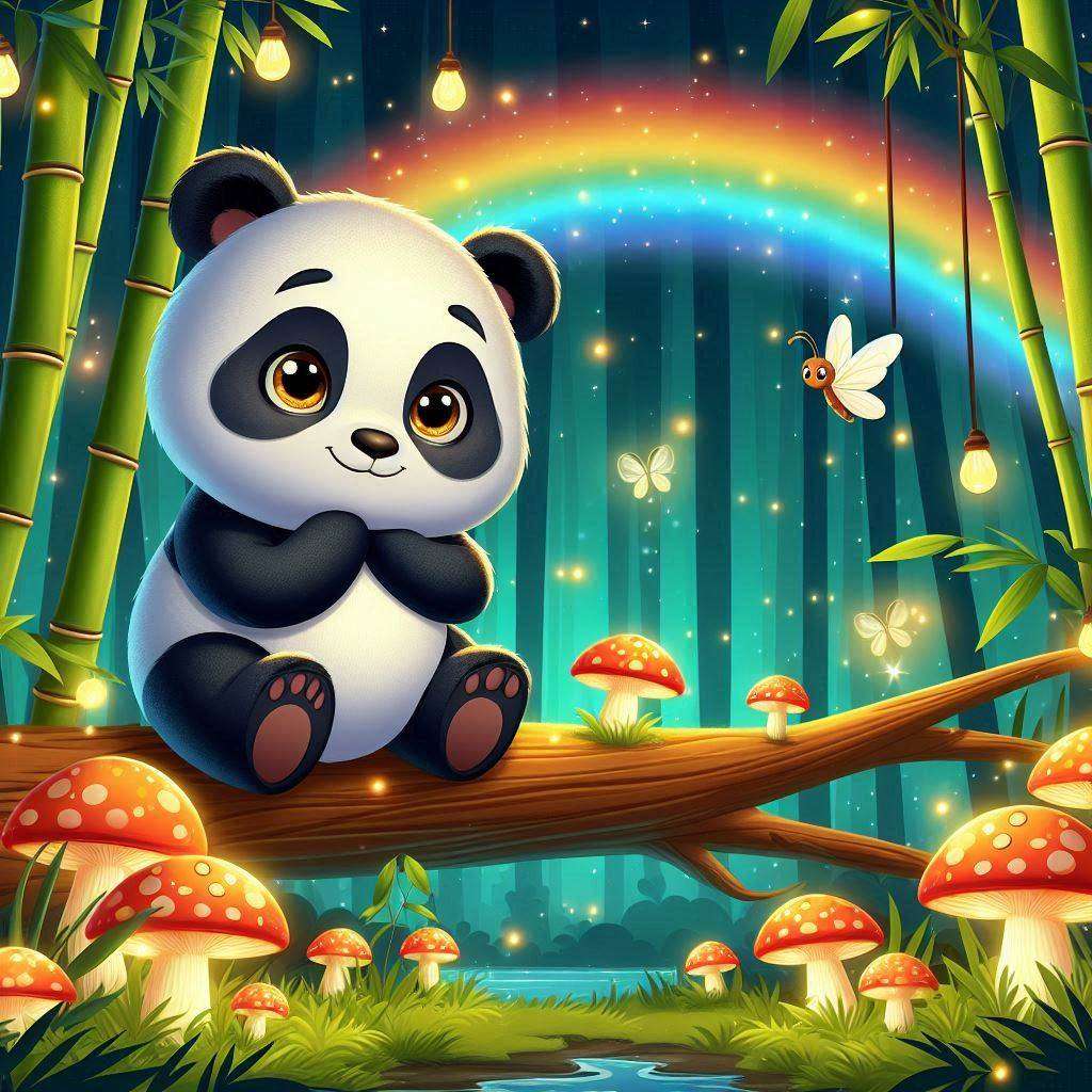 Panda und Regenbogen Online-Puzzle