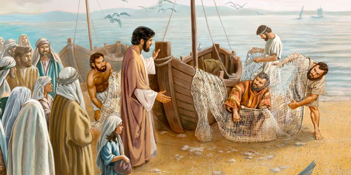 Jesus ruft die Fischer Online-Puzzle vom Foto