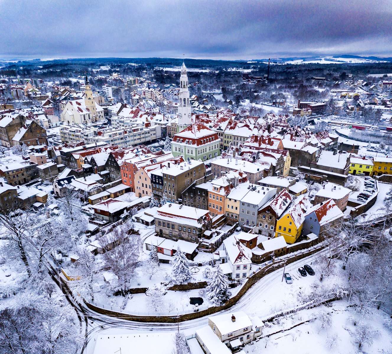 Gryfów Śląski in de winter online puzzel