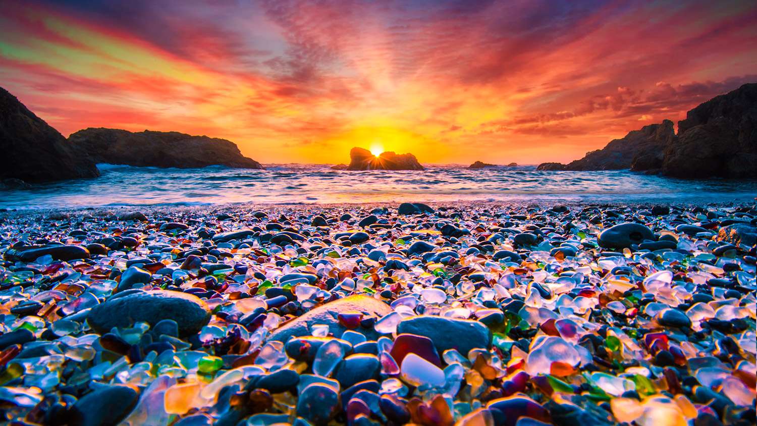 Verre de mer et coucher de soleil puzzle en ligne