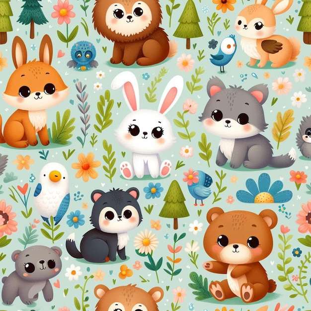 Bosque de animales bebes puzzle online a partir de foto