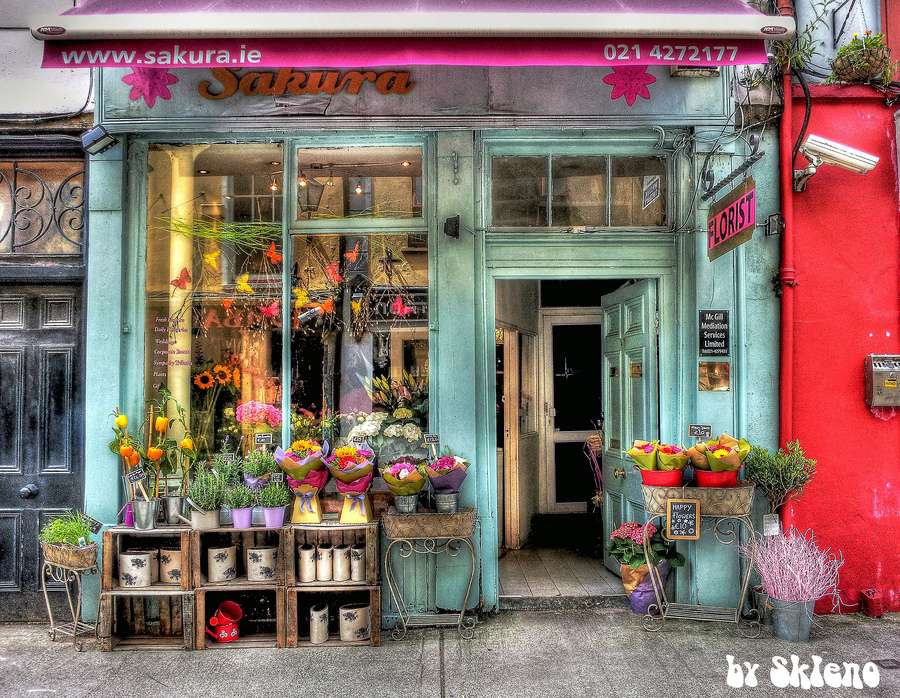 Schaufenster mit Blumen Online-Puzzle