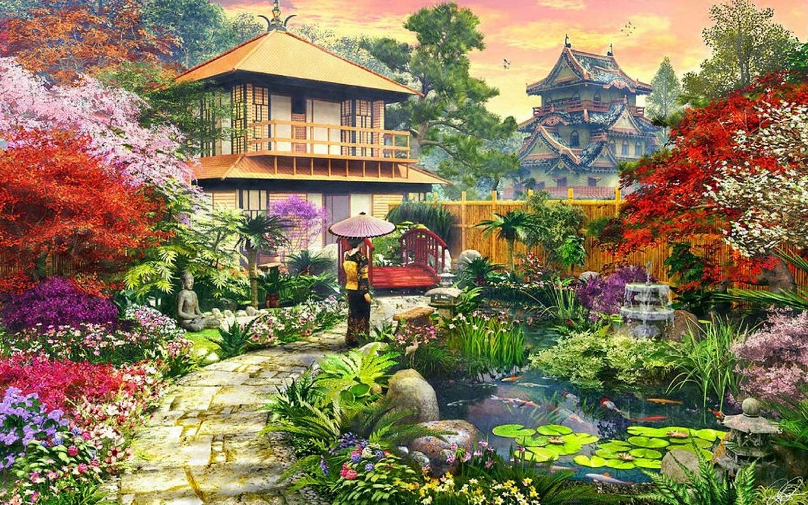 Representación artística del jardín zen puzzle online a partir de foto