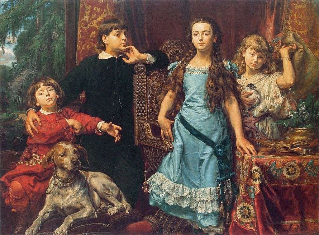 Jan Matejko - Portret czworga dzieci artysty 写真からオンラインパズル