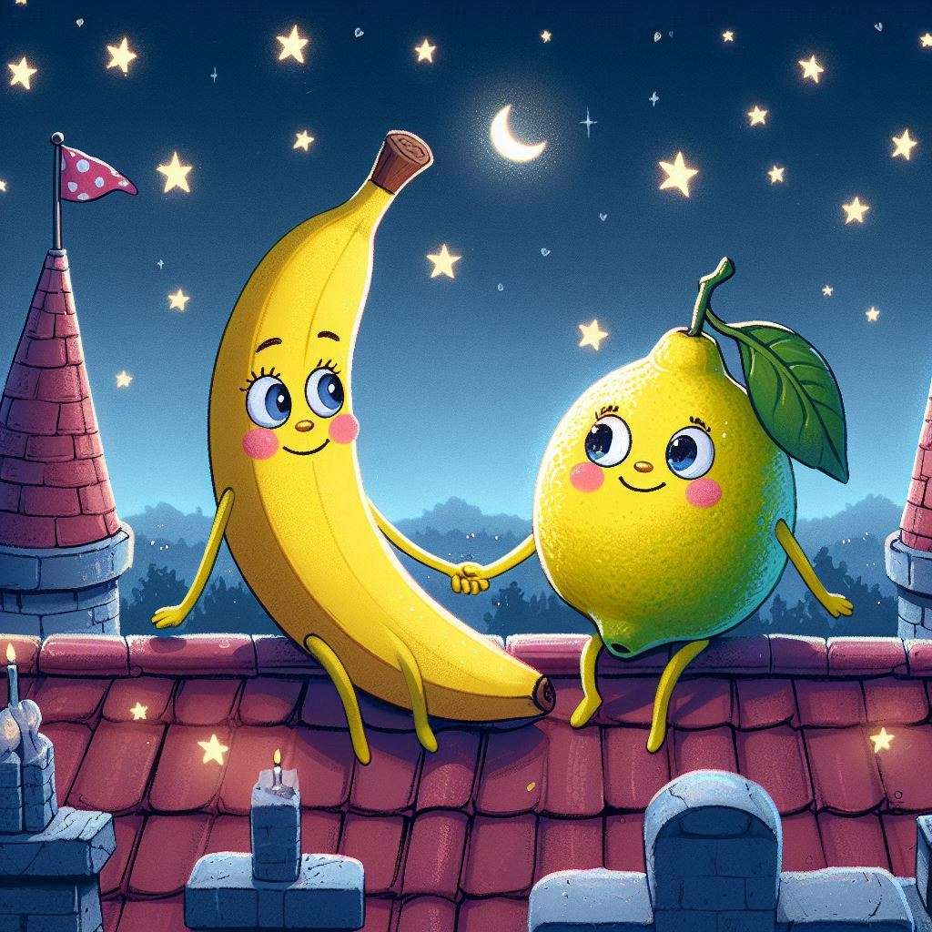 Banane und Limone bewachen die Stelle Online-Puzzle vom Foto