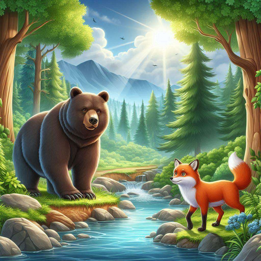 Like a bear, a fox repaired the house puzzle online from photo