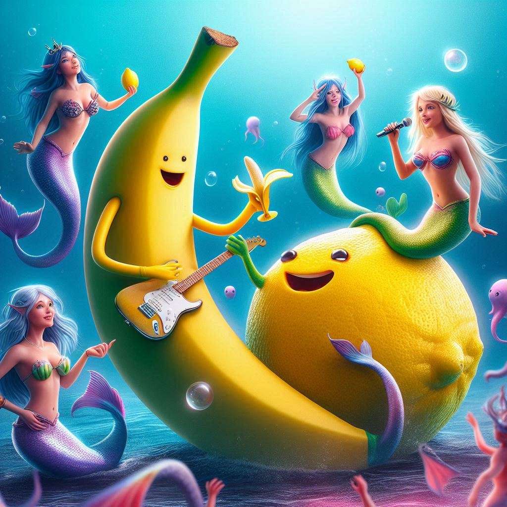 Banana e limone tra le sirene puzzle online a partir de foto