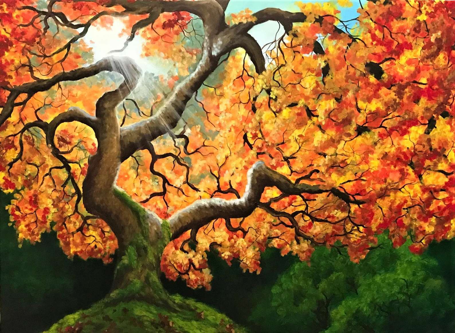 Fall Leaves Oil Painting 2 puzzle online from photo