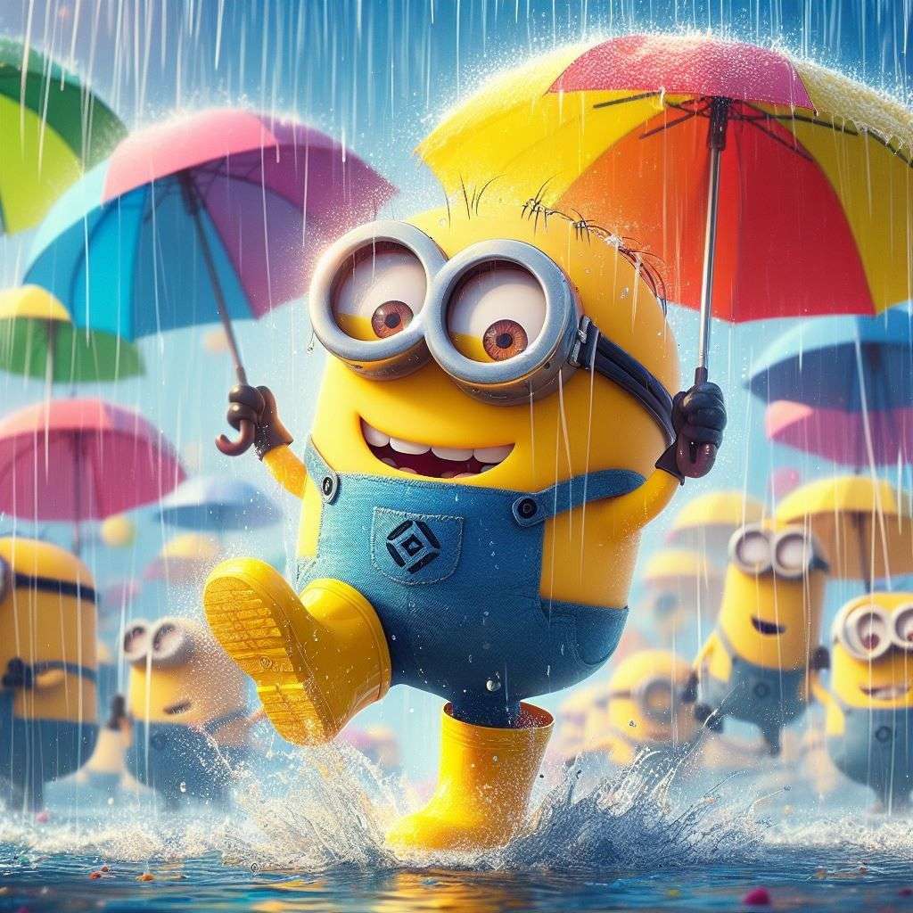 Minion avec des parapluies puzzle en ligne