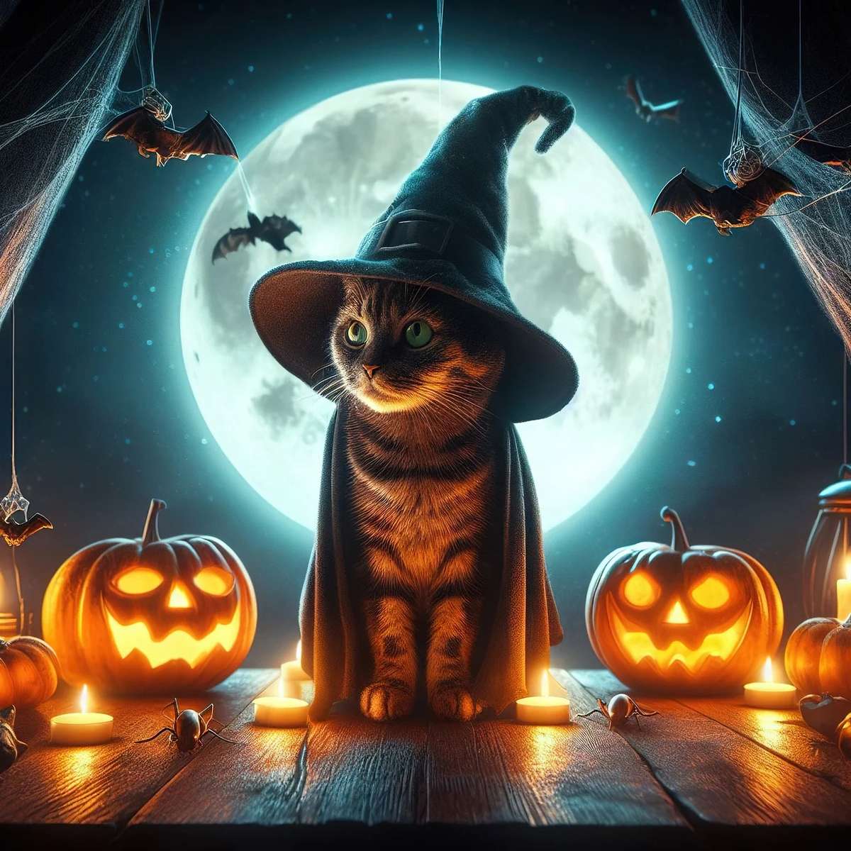 Halloween, cat puzzle online from photo