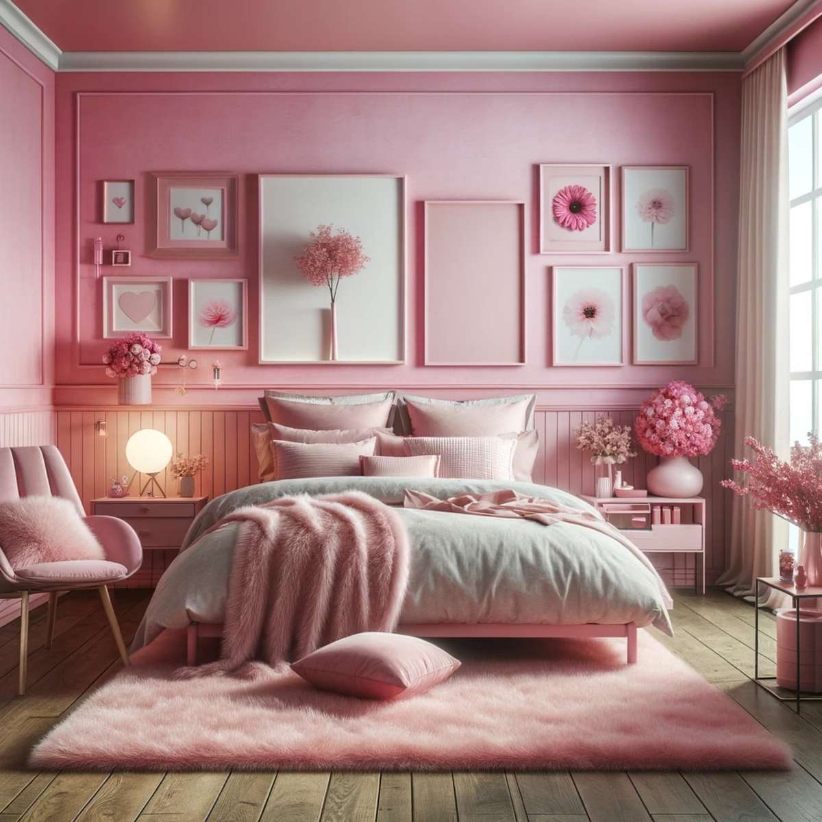 camera da letto, rosa puzzle online