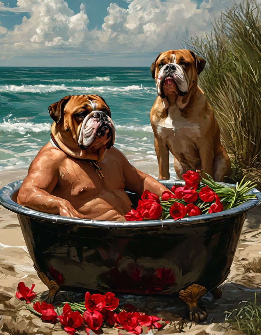 Hunde am Strand Online-Puzzle