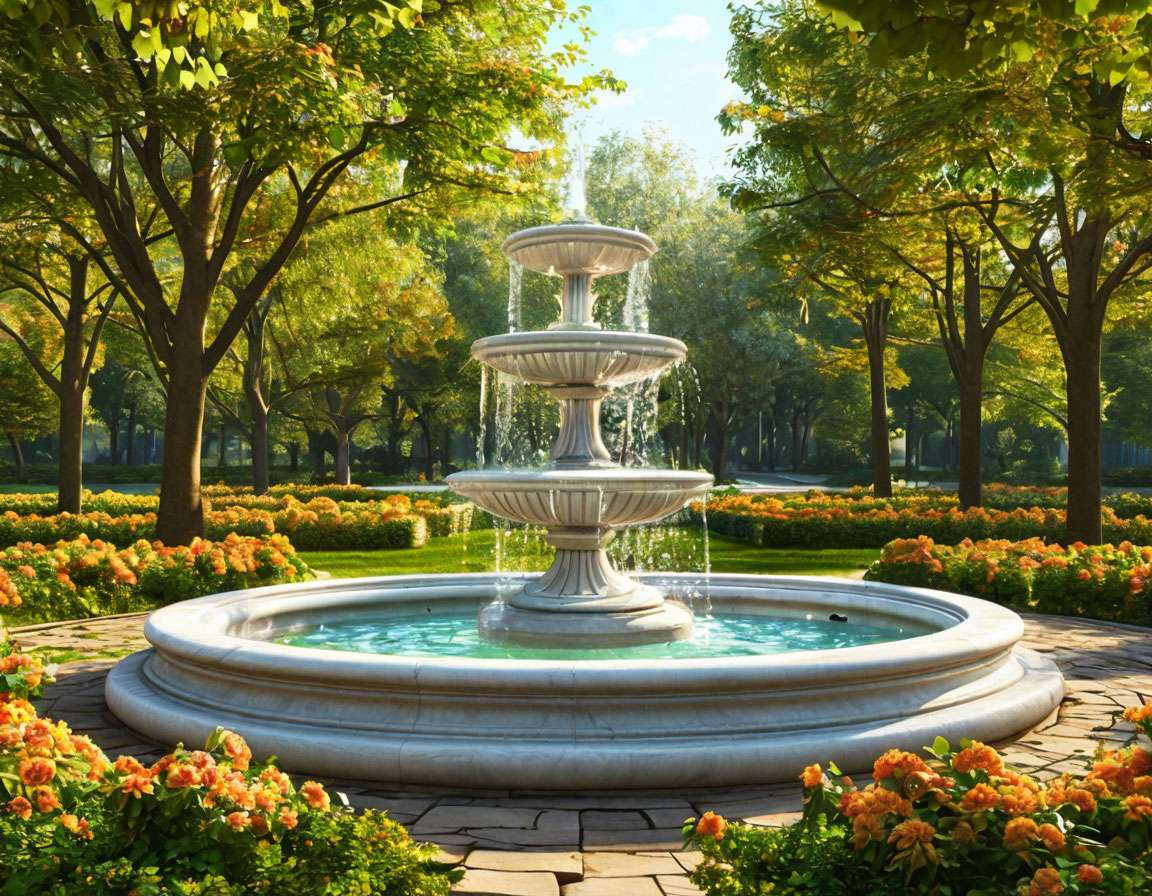 Der Brunnen im Park Online-Puzzle vom Foto