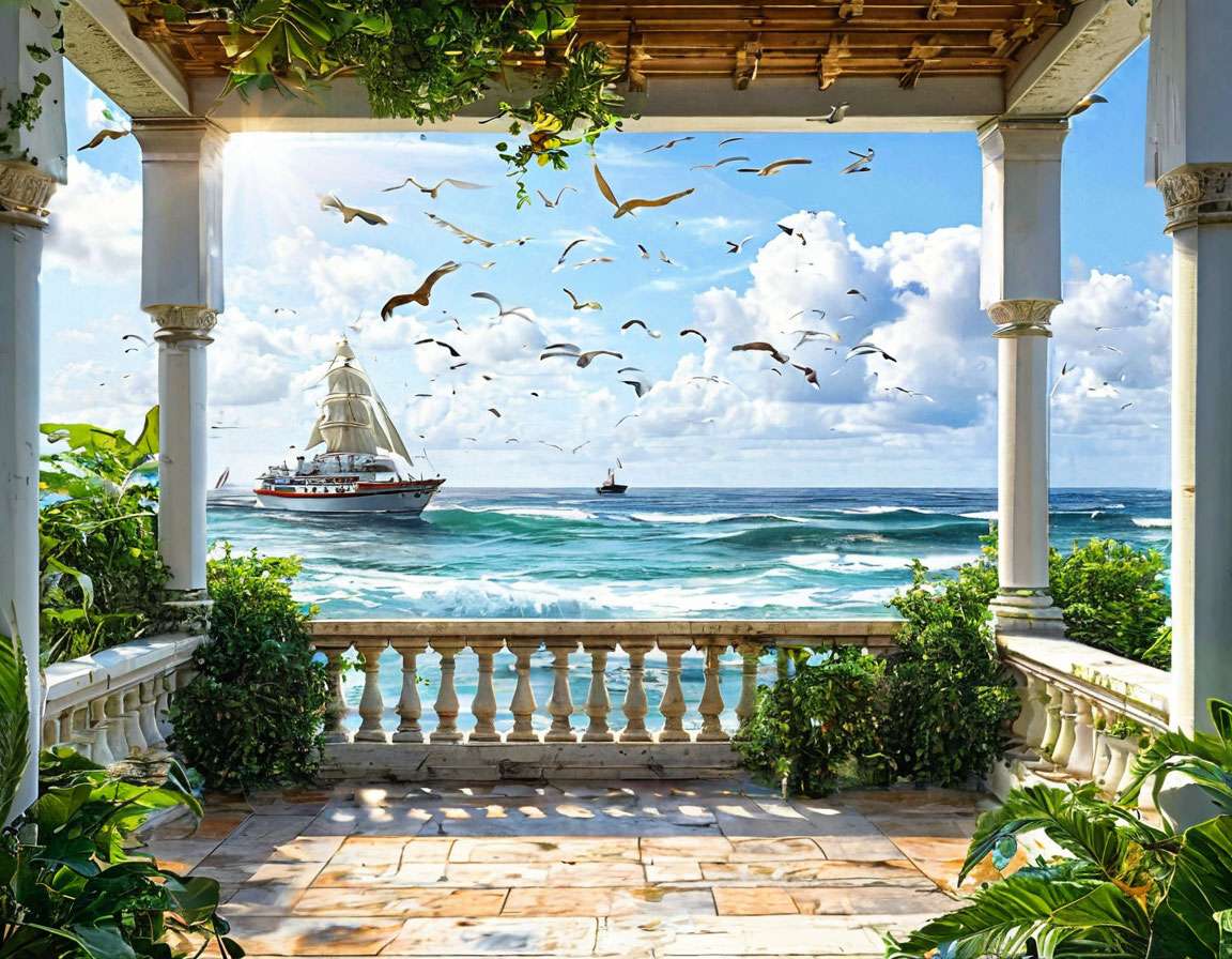 Ocean z werandy puzzle online ze zdjęcia